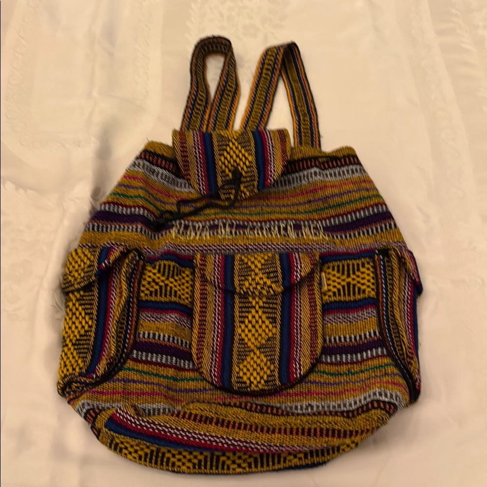Playa del Carmen, Mex, Mr Pinzon artisan, Colorful Striped Backpack (mlb)